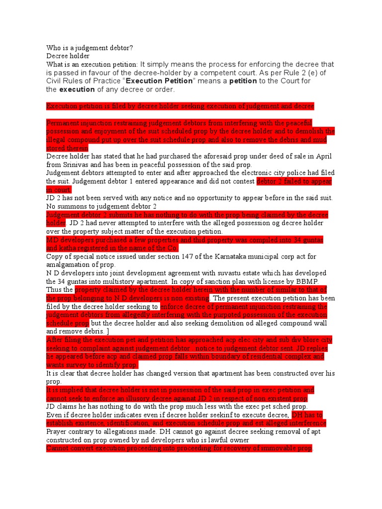Understanding Execution Petitions and Debtors | PDF | Lawsuit ...
