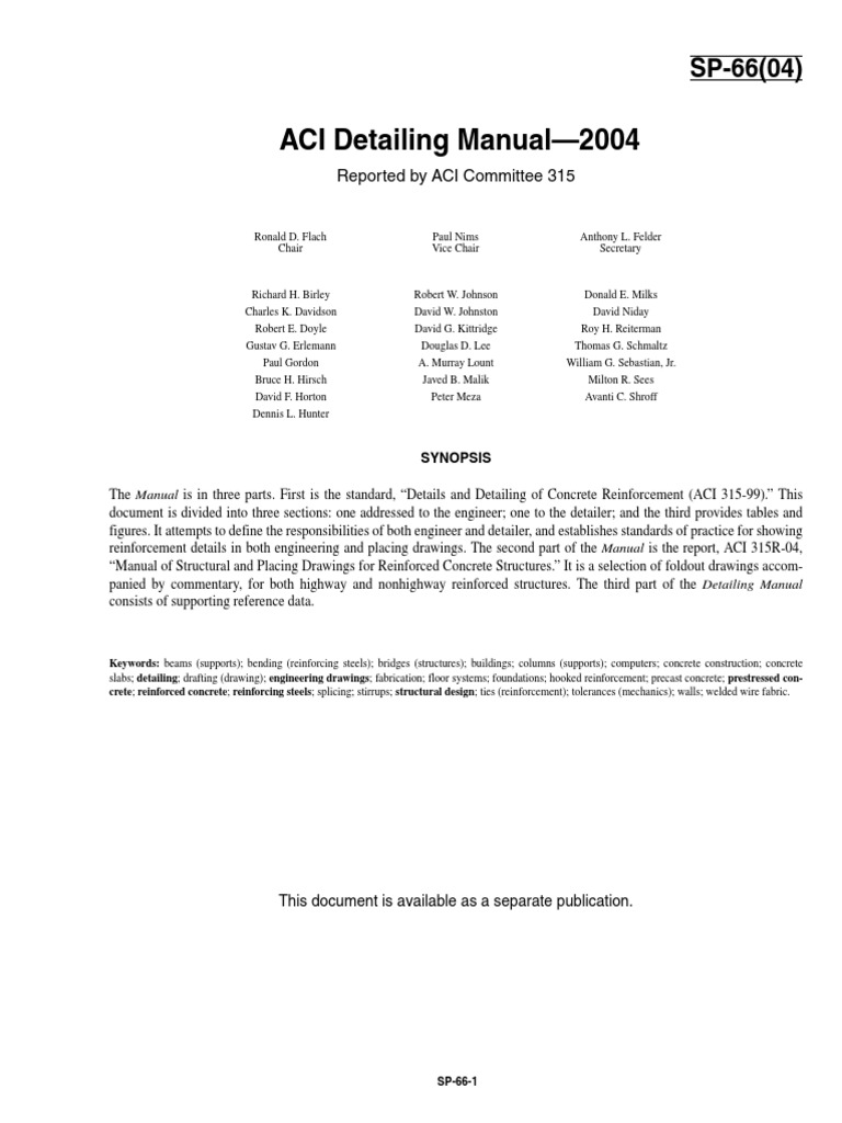 ACI Detailing Manual2004 Reported by ACI Committee 315 PDF