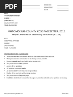 451/2 Computer Studies Paper 2 (Practical) Time: 2 Hours: ©2015, Mutomo Sub-County KCSE Pacesetter