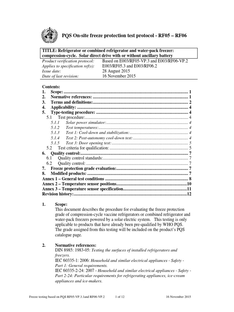 PQS OnSite Freeze Protection Test Protocol RF05 RF06 PDF