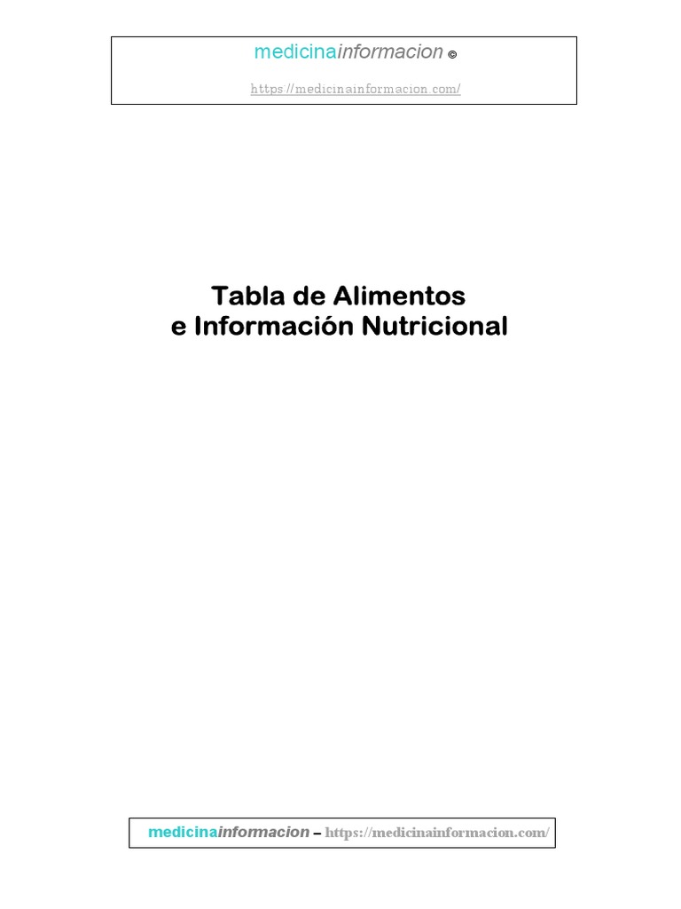 Tabla de Alimentos PDF Alimentos Comida y bebida