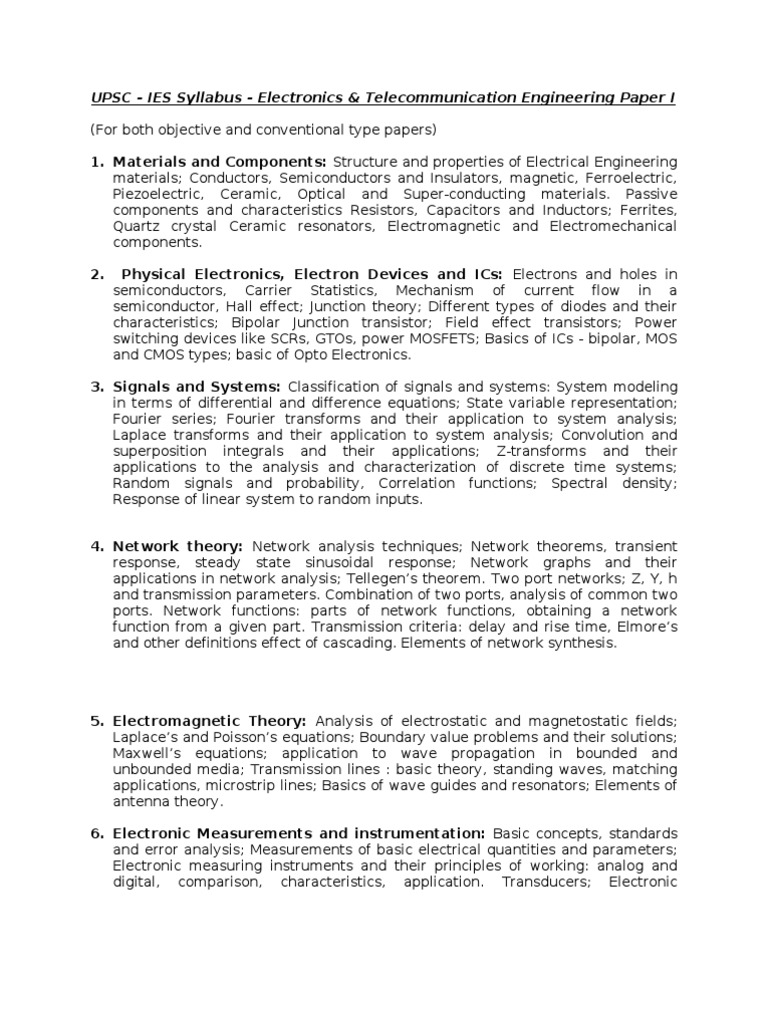 IES Electronics & Telecommunication Syllabus | PDF | Microwave ...