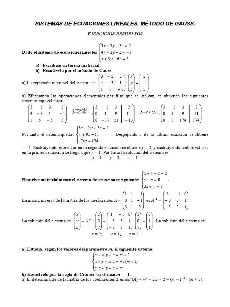 Sistemas GAUSS | PDF | Matriz (Matemáticas) | Ecuaciones