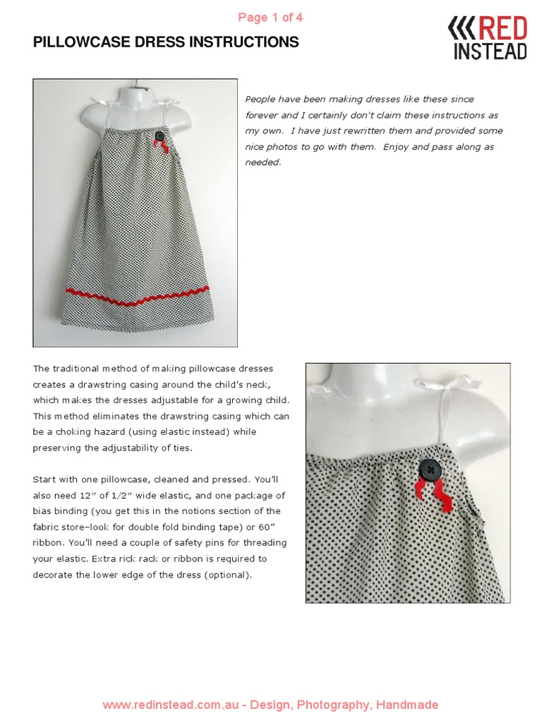 Pillowcase Dress Instructions PDF Seam (Sewing) Consumer Goods