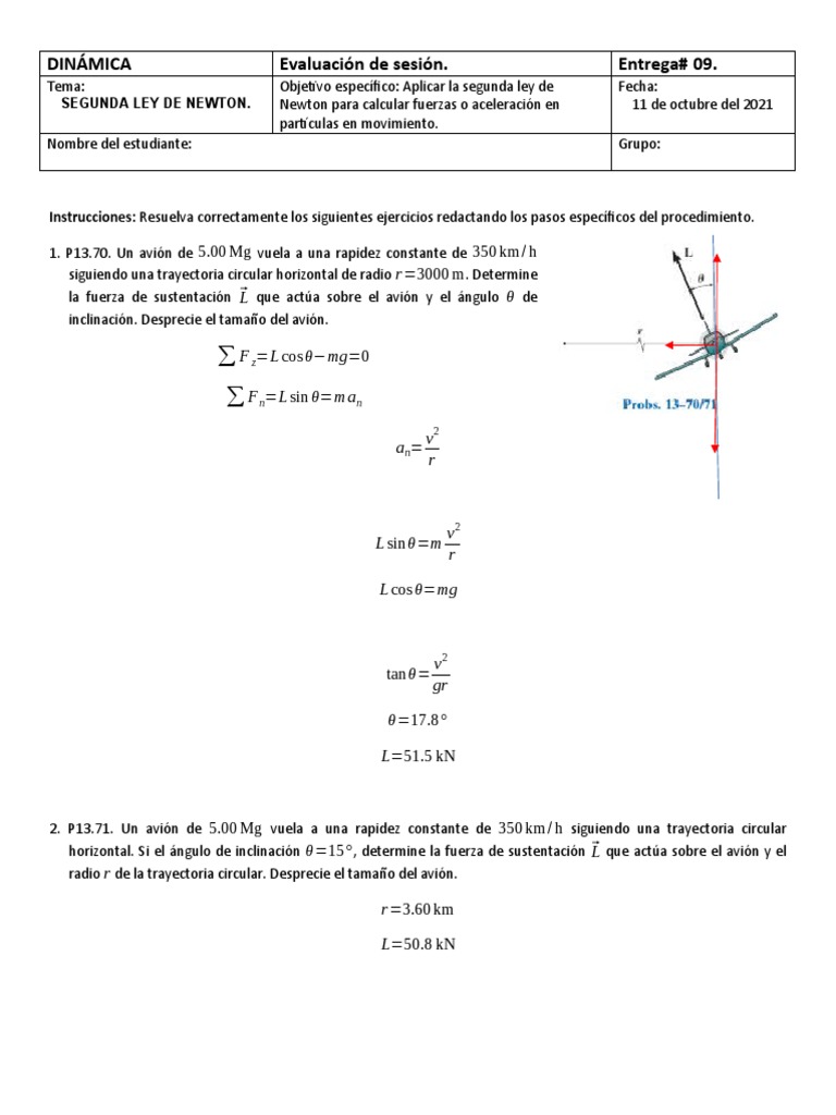 Dinámica EC09 Solucion | PDF | Fuerza | Las leyes del movimiento de Newton