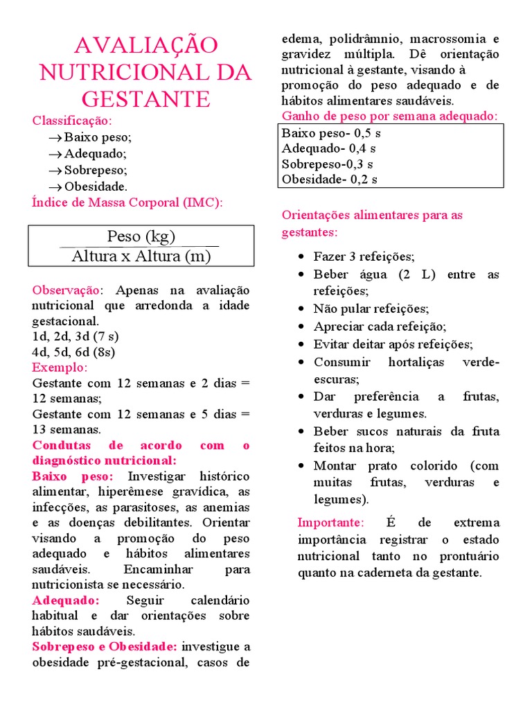 Avaliação Nutricional Da Gestante | PDF