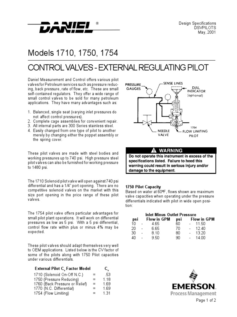 Data Sheet Control Valves Model 170 1750 1754 Daniel en 43792 PDF