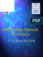 Modelos de Redes Problemas de La Ruta Más M S Corta. M. en C. Eduardo Bustos Farías