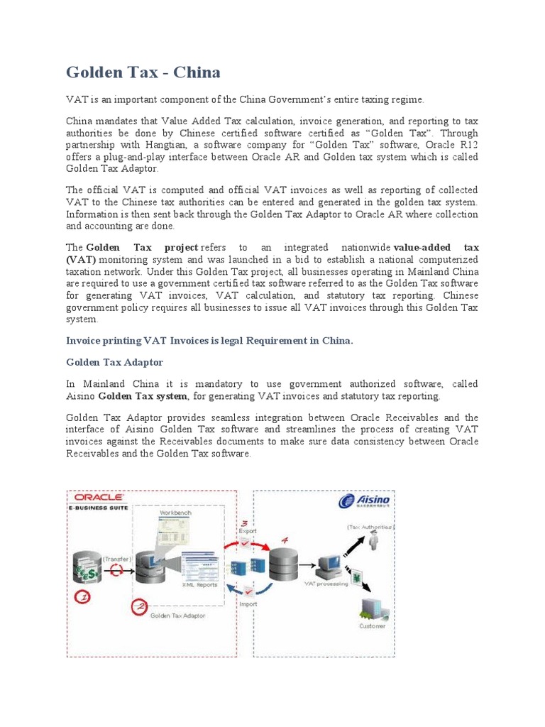 Golden Tax System Integration with Oracle | PDF | Invoice | Value Added Tax