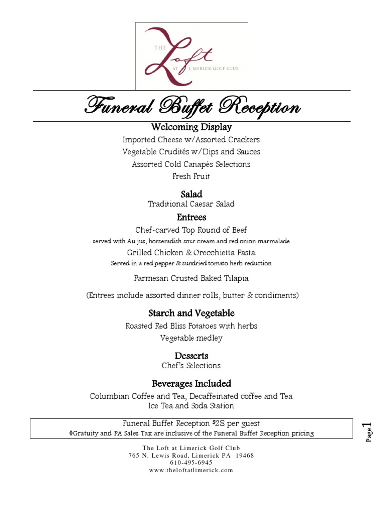 PKG Funeral Buffet | PDF | Buffet | Drink