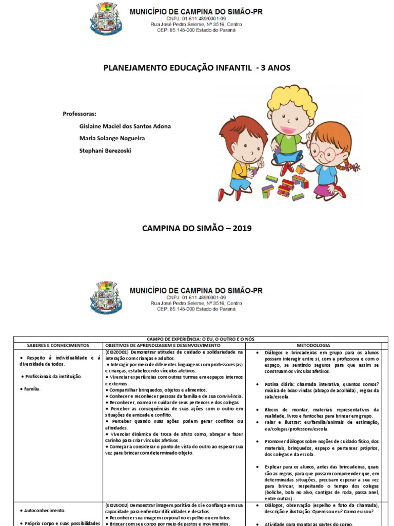 Planejamento Educação Infantil - 3 Anos | Descargar gratis PDF ...