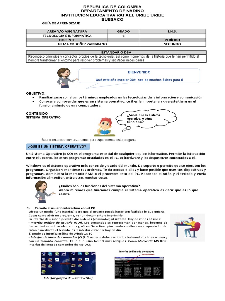 Guía de Sistemas Operativos Grado 6 | PDF | Microsoft Windows | Sistema ...