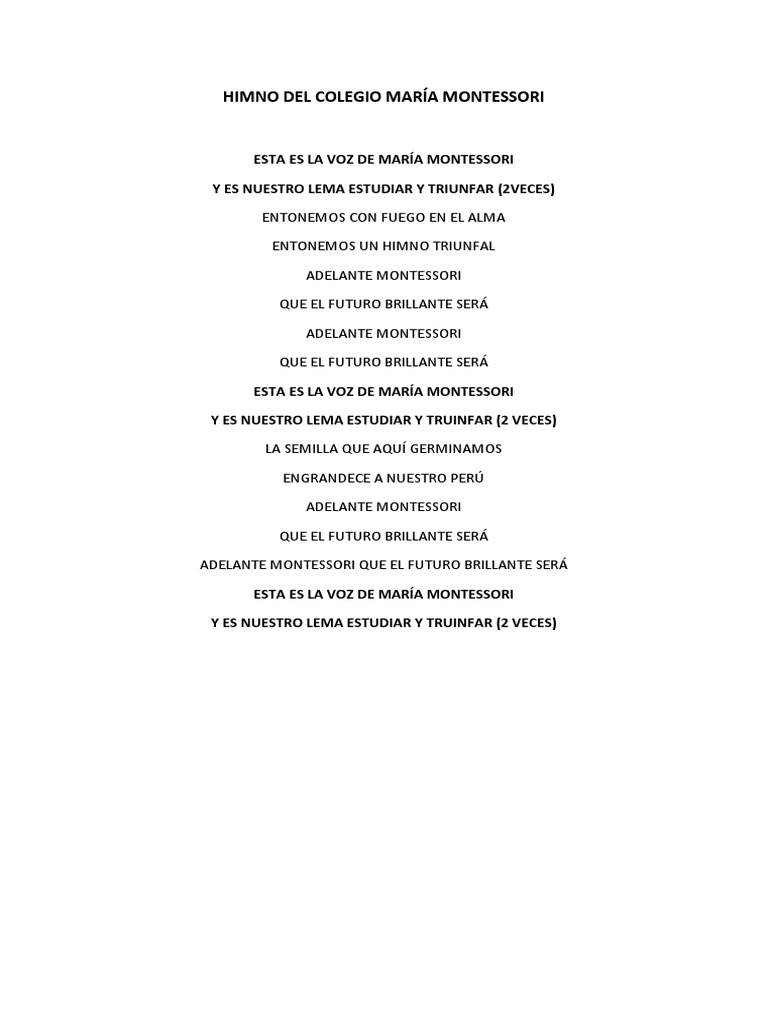 Himno del colegio maria montessori pdf