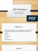 Health Informatics: Student: Glaneisia Mitchell Lecturer: Joseph Oladimeji