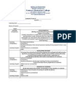 Learning Plan Format With Sample