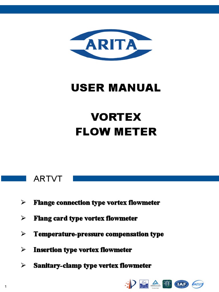 User Manual Vortex Flow Meter: Artvt | PDF | Flow Measurement | Pipe ...
