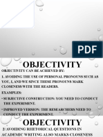 Objectivity Formality Caution Structure