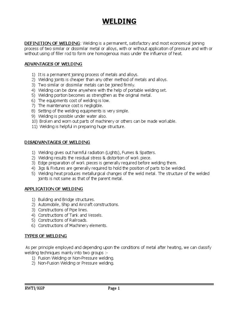 Notes On Welding & Metal Cutting | PDF | Construction | Welding