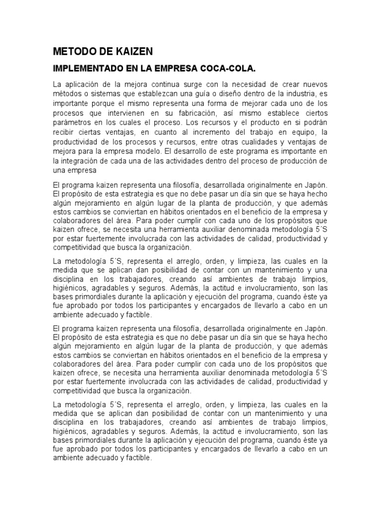 Kaizen y 5S en Coca-Cola FEMSA | PDF | Lean Manufacturing | Business
