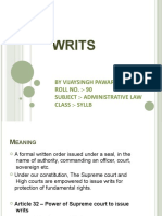 Writs: by Vijaysingh Pawar ROLL NO.:-90 Subject: - Administrative Law Class: - Syllb