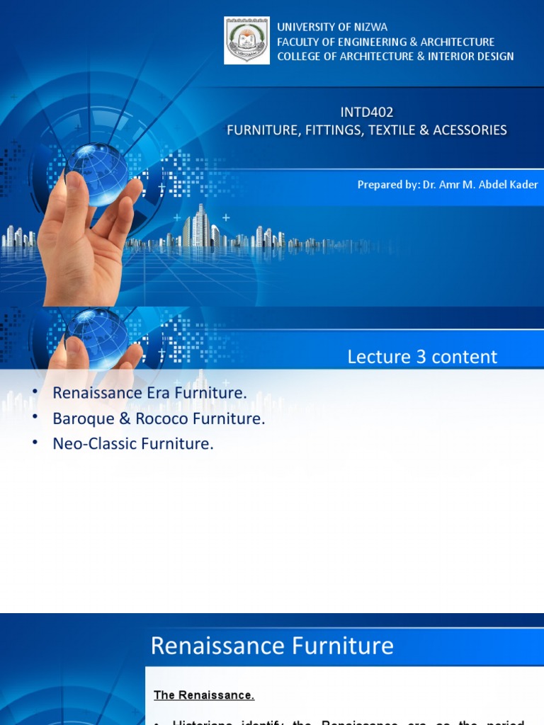 Lecture 3 Furniture History PDF Baroque Furniture