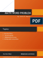 Math Word Problem: By: Jonaire M. Maputol