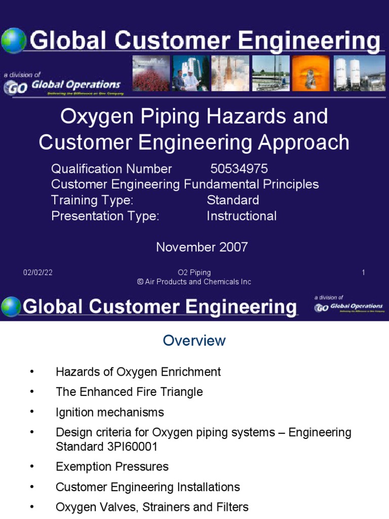 Oxygen Piping Hazards and Customer Engineering Approach PDF Pipe