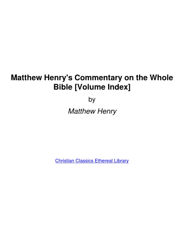 Matthew Henry's Commentary On The Whole Bible | PDF | Religion ...