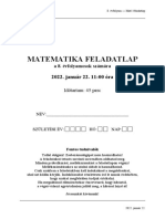 Matematika Feladatlap: 2022. Január 22. 11:00 Óra