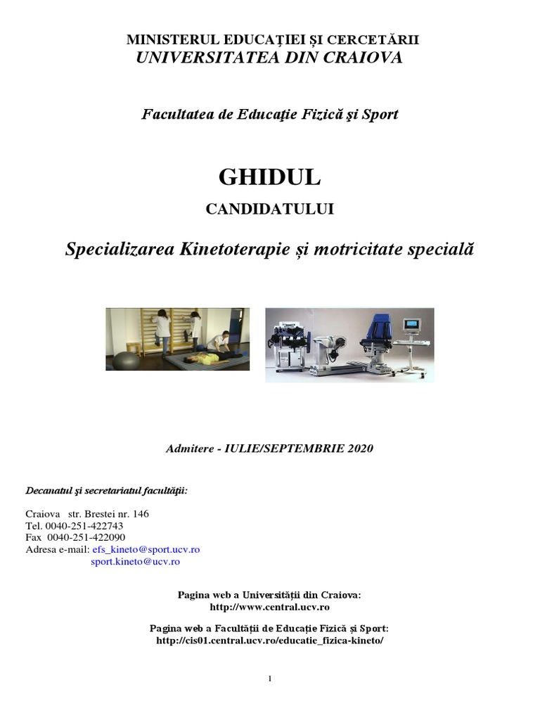 Ghidul Candidatului Kinetoterapie | PDF
