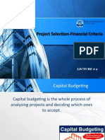 Project Selection-Financial Criteria: Lecture # 9