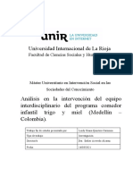 Análisis en La Intervención Del Equipo Interdisciplinario Del Programa Comedor Infantil Trigo y Miel (Medellín - Colombia)