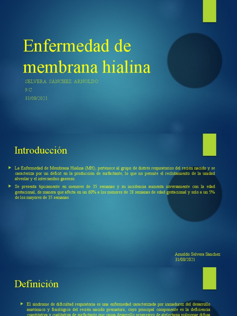 Enfermedad de Membrana Hialina PDF Neumonía