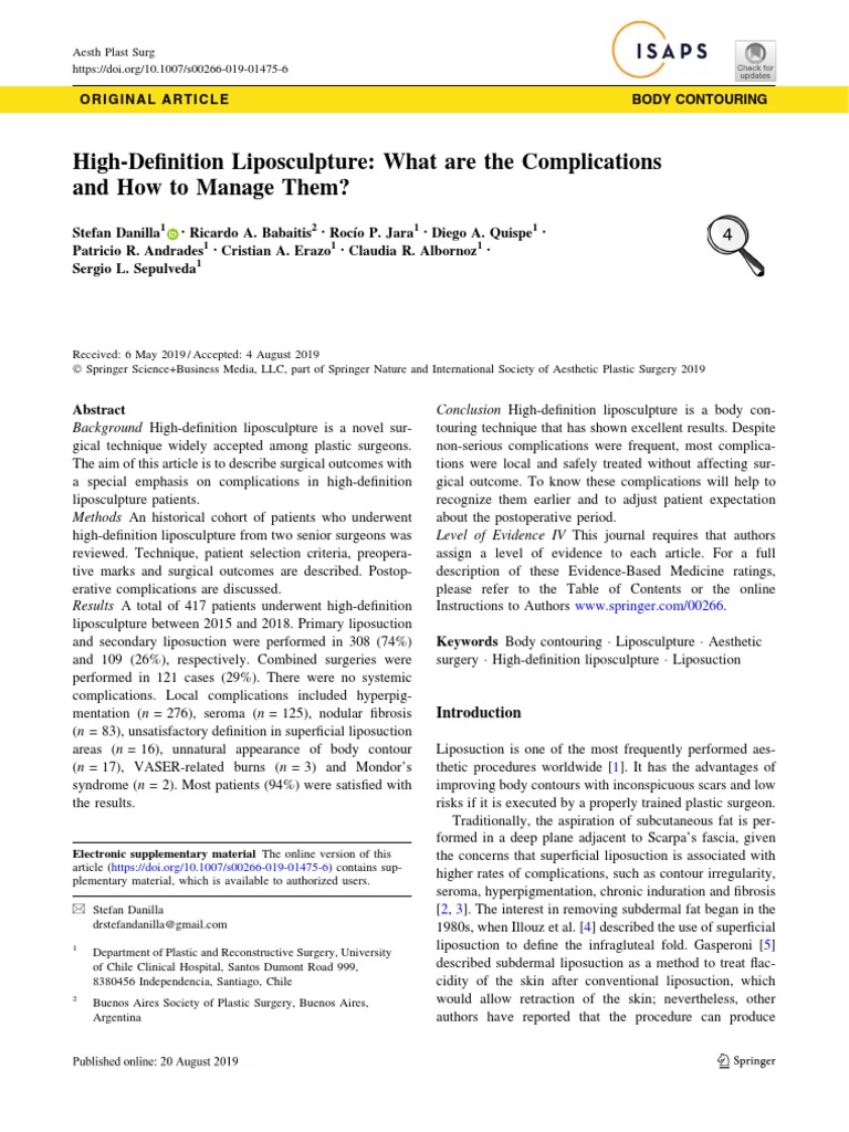 HighDefinition Liposculpture What Are The Complications and How To