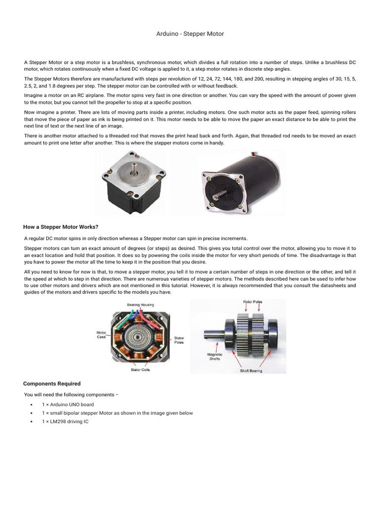 Arduino - Stepper Motor | PDF | Electric Motor | Electrical Components