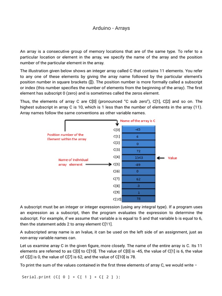 Arduino - Arrays | PDF | Array Data Structure | Data Type