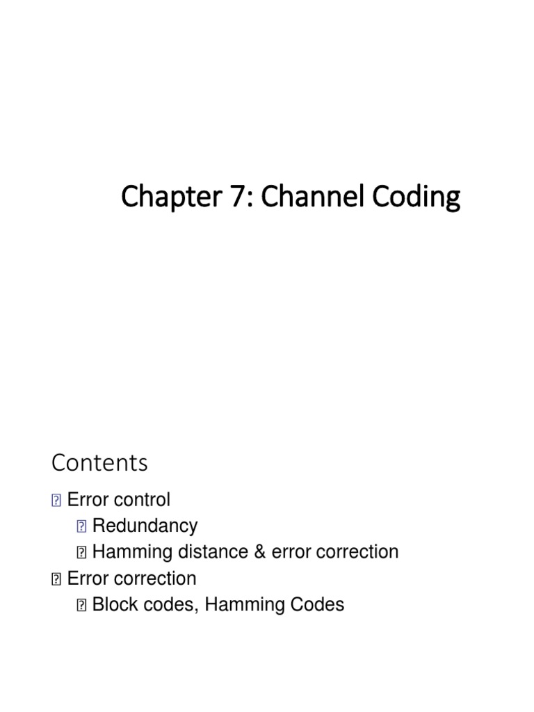 Chapter 7 - Channel Coding | PDF | Error Detection And Correction | Code