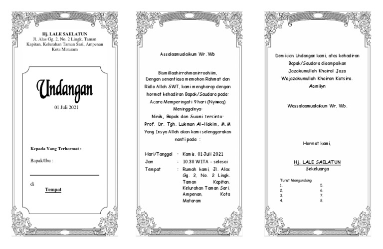 Undangan 9 Hari | PDF