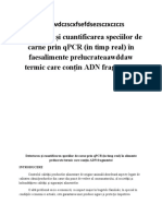 Detectarea Și Cuantificarea Speciilor de Carne Prin QPCR (In Timp Real) În Faesalimente Prelucrateaawddaw Termic Care Conțin ADN Fragmentat