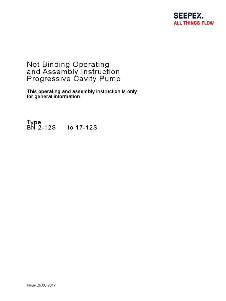 Seepex Manual BN212Supto1712SEN PDF Pump Pipeline Transport