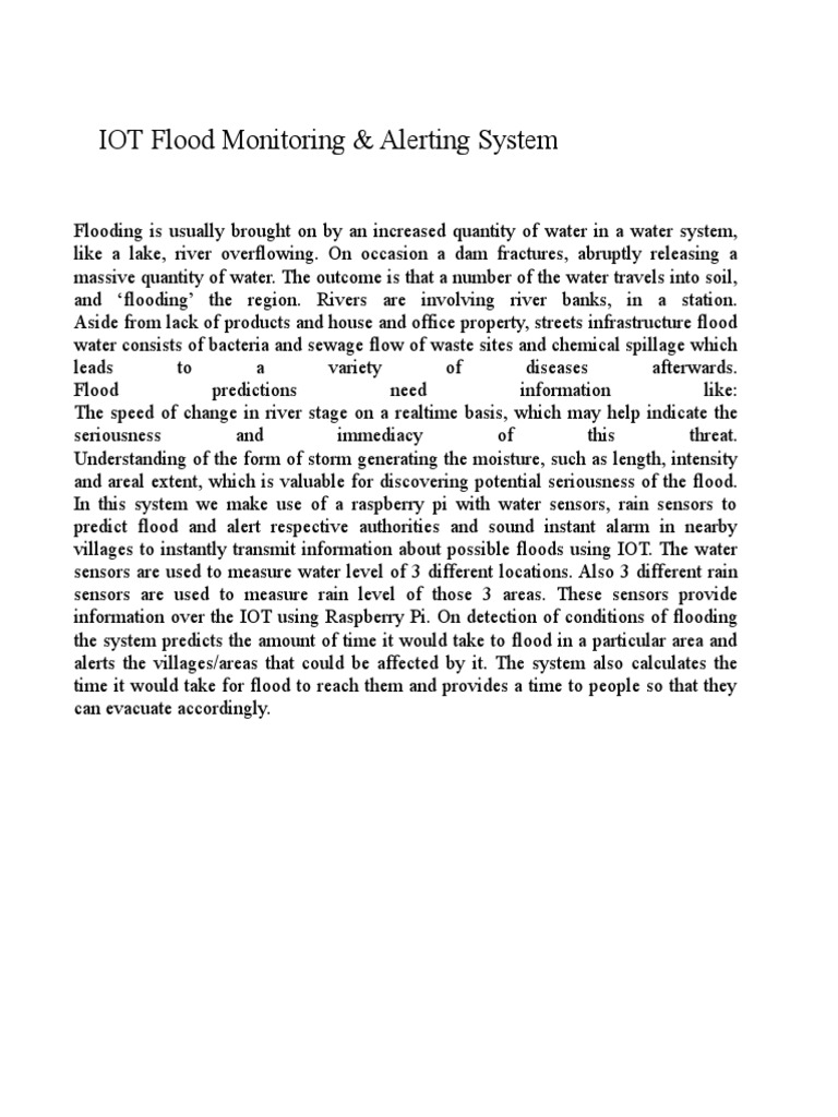 Based Flood Monitoring and Alerting System Using Raspberry Pi ... Circuit Diagram