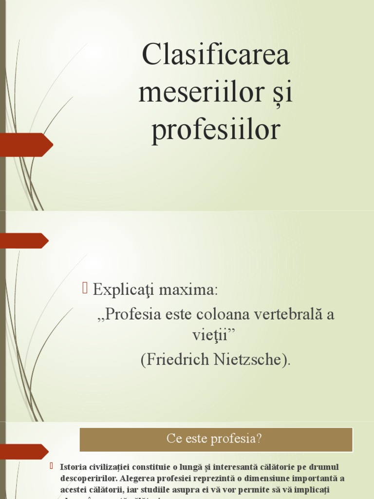 Clasificarea Meseriilor Și Profesiilor | PDF