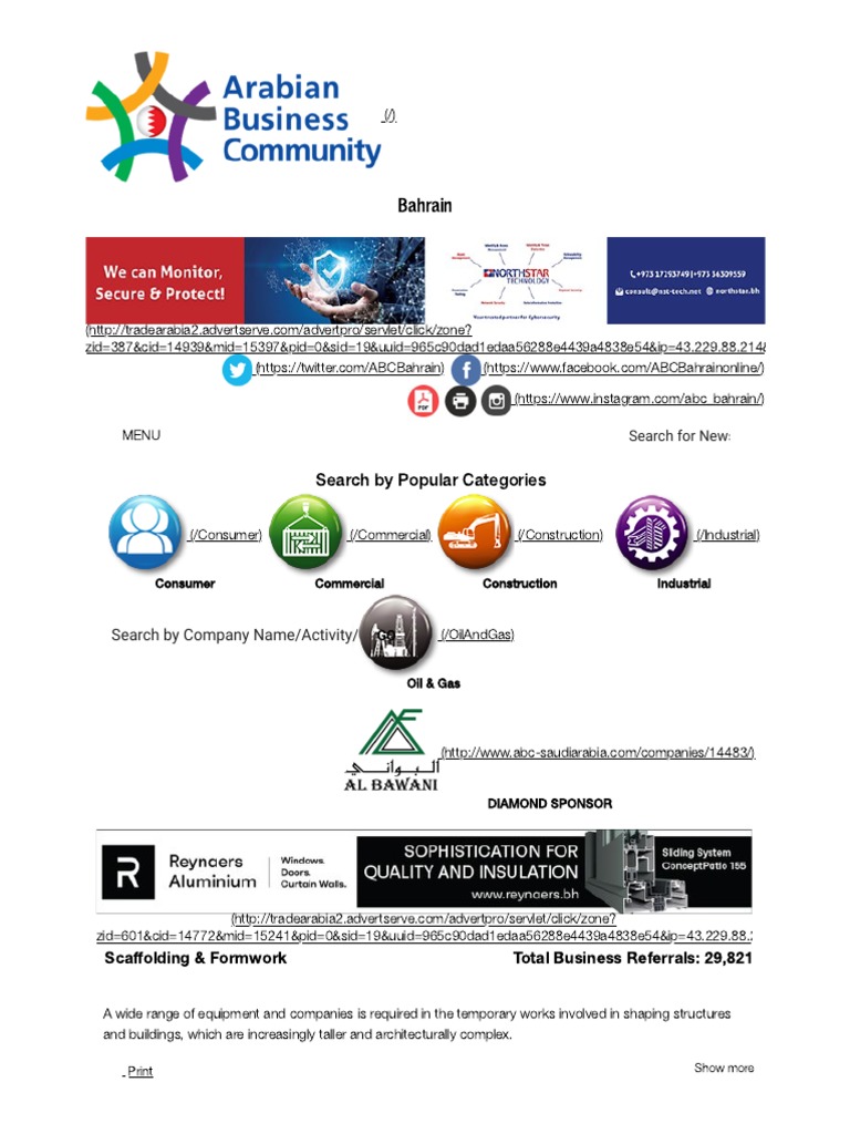 Scaffolding & Formwork - ABC Bahrain Business Directory | PDF | United ...