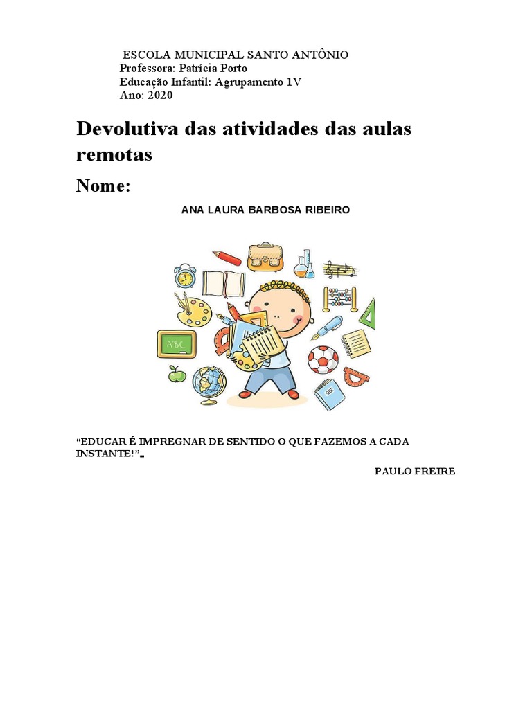 Devolutiva Atividades Aulas Remotas 2020 Pdf
