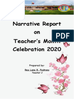 Narrative Report On Teacher's Month Celebration 2020: Prepared By: Rea Lane R. Pedroza