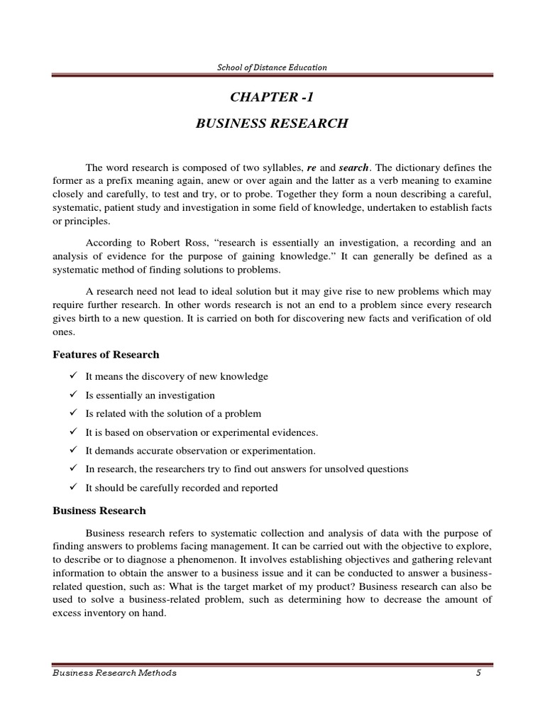 Chapter - 1 Business Research | PDF | Theory | Validity (Statistics)