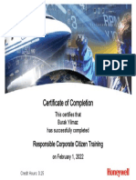 Certificate of Completion: Responsible Corporate Citizen Training