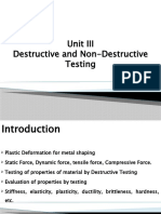 Unit III Destructive and Non-Destructive Testing Methods