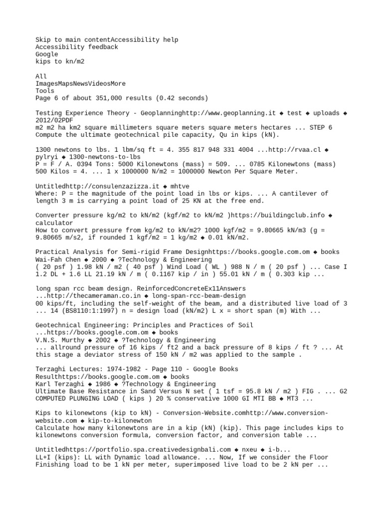 Kips to Newtons Conversion Guide | PDF | Civil Engineering | Applied ...