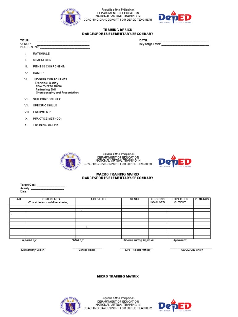 Dancesport Training Design for DepEd | PDF